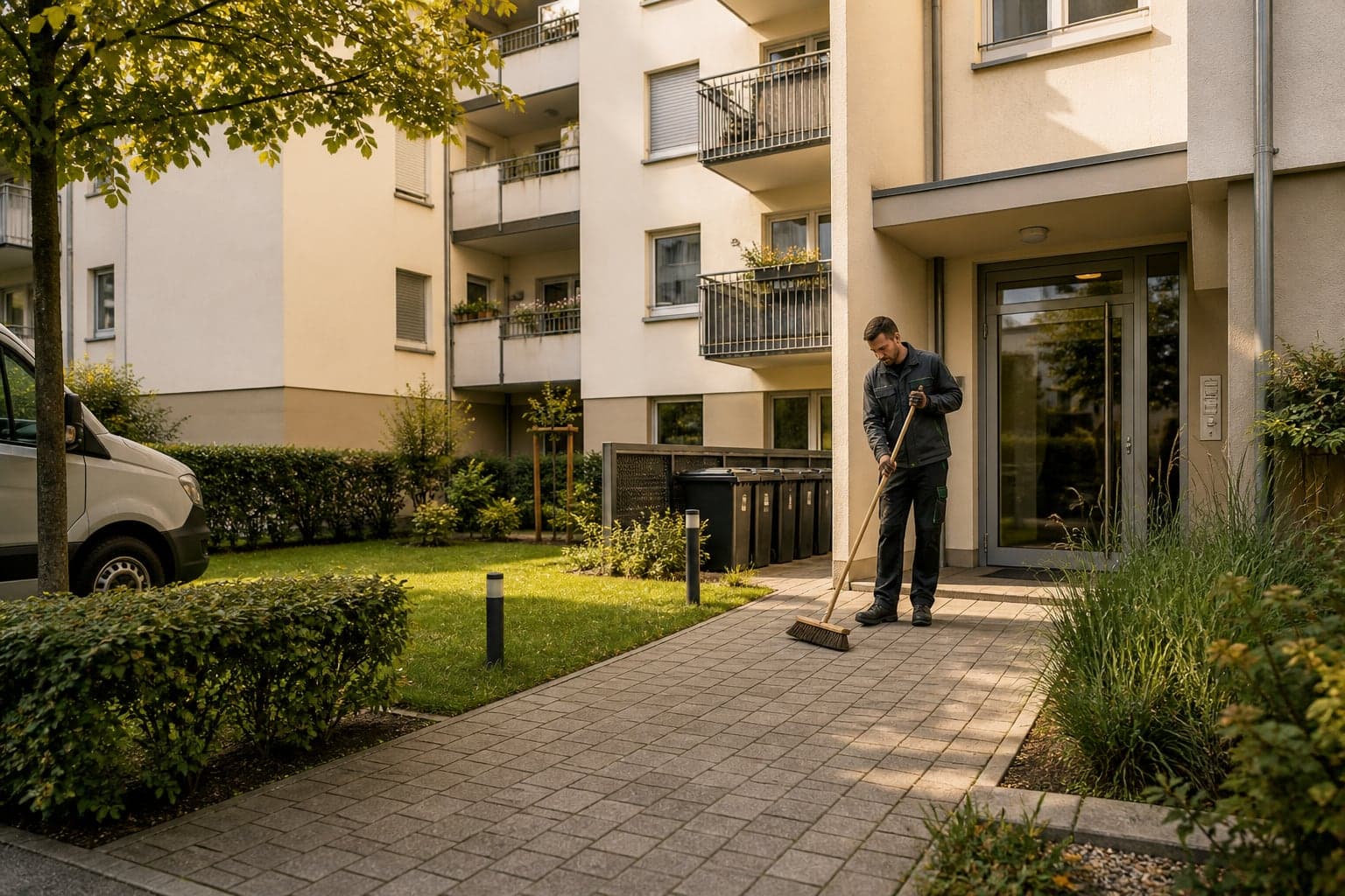Hausmeisterservice an einer gepflegten Wohnanlage